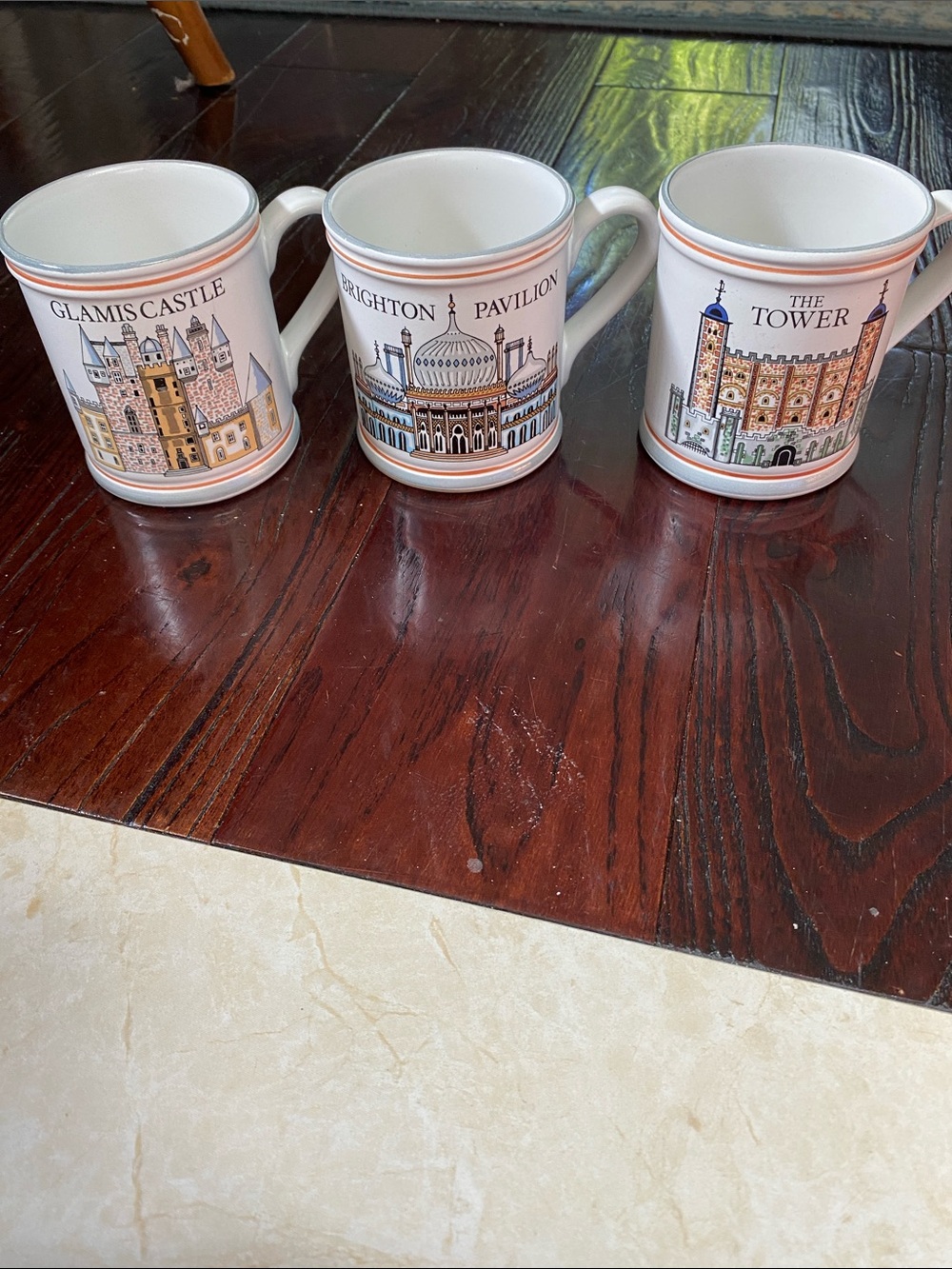 Set of 3 Denby Mugs Brighton Pavilion Glamis Castle Tower of London White Tower